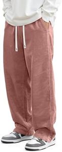 JMIERR Mens Corduroy Pants Wide Leg Baggy Sweatpants, Pink, S