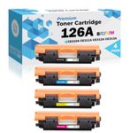 1 Set Ultra Toner® Compatible Replacement for HP 126A CE310A CE311A CE312A CE313A BK/C/M/Y Toner Cartridge Combo for HP Laserjet Pro 100 Color MFP M175a MFP M175nw CP1025 CP1025nw M275 MFP (1 Set)
