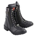 Milwaukee Leather MBL9301 Women's Black Lace-Up Motorcycle Biker Riding Boots with Side Zipper Entry - 7