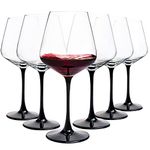 YANGNAY Wine Glasses with Black Stem & Base, Set of 6, 20 oz Large Clear Burgundy Wine Glasses, Unique Gifts for Wine Lovers, Dishwasher Safe