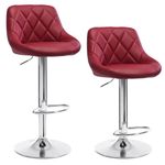 WOLTU Bar Stools Dark Red Bar Chairs Breakfast Dining Stools for Kitchen Island Counter Bar Stools Set of 2 pcs Leatherette Exterior, Adjustable Swivel Gas Lift, Steel Footrest & Base