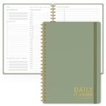 Daily Planner Undated - Simplified To Do List Notebook with Hourly Schedules, Spiral Appointment Organizer, 5.5" x 8.5", Easily Manage Your Tasks and Productivity - Green