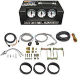 GlowShift White 7 Color Diesel Truck 3 Gauge Kit Set - 60 PSI Boost - 1500 F Pyrometer Exhaust Gas Temp EGT - Transmission Temperature - White Dial - Clear Lens - 2-1/16" 52mm