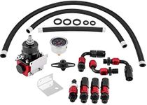EVGATSAUTO Universal Adjustable Fuel Pressure Regulator Kit Oil 0-100psi Gauge AN 6 Fitting End Fuel Pressure Regulator