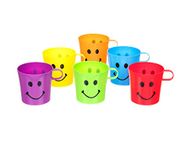 Invero Set of 12 Kiddies Handled Happy Funny Face Cup 250ml - Vibrant Drinking Cups for Kids Children’s Drinks at Home, Parties, Outdoor Garden Events, Barbeques, Picnics and more