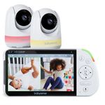 Babysense 5.5” 1080p Full HD Split-Screen Baby Monitor, Video Baby Monitor with Camera and Audio, Two PTZ Cameras, RGB Night Light, 300m Range, Two-Way Audio, 4x Zoom, 5000mAh Battery