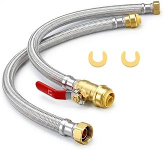 Water Heater Connector Kit 3/4, 24 Inch Stainless Steel Braided Flexible Hose with 3/4" Ball Valve x 3/4" FIP, Push To Connect Brass Plumbing Fitting for PEX, Copper, CPVC, 2 Pack prime&swift