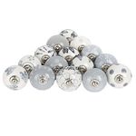 Shah Crafts. Ceramic Door Knobs,Grey and White Premium Quality Assorted Designs Handmade Vintage, Shabby Chic, Interior Furniture, Cabinet Cupboard Wardrobe Drawers Pulls Handles_(Pack of 20)