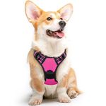 Eagloo Dog Harness No Pull, Walking Pet Harness with 2 Metal Rings and Handle, Adjustable Reflective Breathable Oxford Soft Vest Easy Control Harness for Small Medium Large Dogs, Rose Red, M