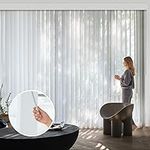 Yoolax Sheer Vertical Blinds Custom Manual Sheer Shades Wand Control Vertical Blinds for Sliding Door Large Windows(White)