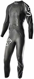 2XU Men's V:3 Velocity Wetsuit, Mens, MW3417c, Black/Silver Revised, Small Tall