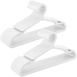SONGMICS Perchas, Juego de 50, Perchas de Plástico, con Muescas de Hombro Anchas, Ahorra Espacio, 41,7 cm de Largo, para Armario, Blanco Nube CRP010W01