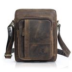 Goatter Unisex Hunter Leather Multi Pockets 11" Messenger Bag,(Brown) GTHT-02