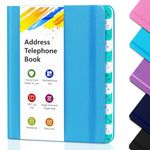 Address Book with Alphabetical Tabs, Hardcover Telephone Book, Hardback Cover Small Portable Address Book-Record Contacts, Special Dates and Internet Login Passwords, 6.1x4.7" - Blue