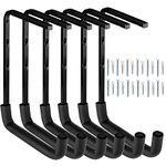 Locawaya 6 Pack Overhead Garage Storage Hooks, Heavy Duty Garage Storage Rack, Wall Mounted Ladder Hook, Utility Ceiling Hangers & Organizer for Wood,Tools, Bicycle