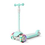 67i Scooter for Kids 3 Wheeled Scooter Kids 3 Wheel Kick Scooter for Toddlers Girls Scooter 4 Adjustable Height Light Up Wheels Scooter for Children from 3 to 12 Years Old (Green)