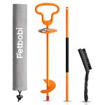 Petbobi Dog Tie Out Stake for Large Dogs Up to100 KG - Heavy Duty Dog Yard Stake for Outside - Easy to Install & Remove Dog Anchor - Portable Rust-Proof Dog Ground Stake with 360° Swivel - Orange