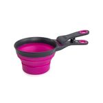 Dexas Pets Collapsible KlipScoop Collapsible Dry Dog Food Scoop and Dog Food Bag Clip, 2 Cup Capacity, Fuchsia