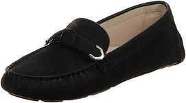 Cole Haan Women's Evelyn Bow Driver Driving Style Loafer, Black Nubuck (Akuya), 7.5