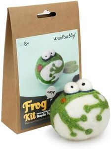 Woolbuddy 𝗡𝗲𝗲𝗱𝗹𝗲 𝗙𝗲𝗹𝘁𝗶𝗻𝗴 𝗞𝗶𝘁 – DIY Animal Craft Set for Beginners with Core Wool, Felting Supplies, Tools & Instructions – Fun Creative Kit for Adults & Kids (Frog)
