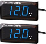 2 Pieces DC 4 to 28V Car Digital Voltmeter 12V Voltage Meter Car Audio Gauge LED Display 12V Meter Waterproof Voltage Gauge Meter for Car Motorcycle(Blue Light)