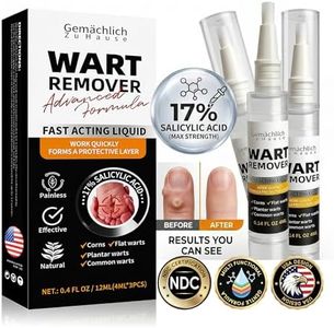 Gemächlich Zu Hause Wart Remover Liquid with 17% Salicylic Acid, OTC Wart Remover for Common & Plantar Warts on Hands and Feet, Precision Applicator Pen, 3-Pack