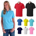 247-Clothing Ladies Polo Shirt Jersey 100% Cotton T-Shirt Plus Premium Soft Feel, Pink, UK 14 to 16