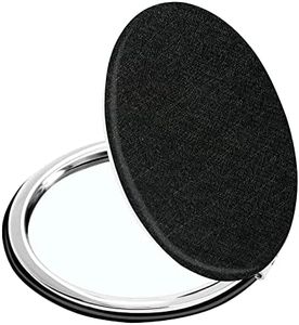 YTZJ Direct Compact Vanity Makeup Mirror for Men Women Girls, Black Elegant Round Travel Cosmetic Mirrors for Pocket Purse Wallet Handbag, Portable Small 1X/2X Magnifying Handheld Beauty Mirror