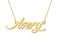 Avery Pendant Name Necklace 18k Gold Plated Stainless Steel Script Nameplate Necklace Jewelry for Best Friends