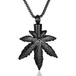 Imrsanl Marijuana Leaf Urn Necklace for Ashes for Men Women Adults Stainless Steel Maple Leaf Cremation Jewelry Urn Pendant Ashes Holder Memorial Locket, Stainless Steel, stainless steel