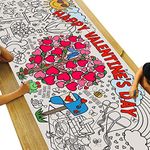 Tiny Expressions Valentines Coloring Tablecloth for Kids - Rolled, No Creases 30" x 72" Giant Coloring Poster to Color On - Valentine's Day Crafts for Kids in The Classroom or at Home