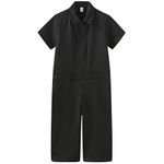 Kids Coveralls for Boys Girls, Baby Mechanic Boiler Suit Costume Jumpsuit Black 3T