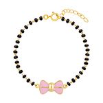 GIVA 925 Silver Golden Pink Bow Infant Bracelet, Adjustable | Birthday Gifts for Kids | With Certificate of Authenticity and 925 Stamp | 6 Month Warranty*