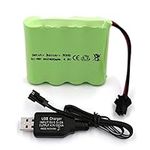 Gecoty Ni-MH Battery Pack, Upgrade 4.8V 2400mAh Rechargeable AA Battery Pack with SM 2P Plug and Charge Cable for RC Trucks 1:18, 1:16, 1:14, Remote Control Car, RC 4x4 Trucks