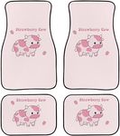 Aoopistc Cute Strawberry Cow Car Floor Mats for Women Girl, Pink, Universal & All Season Cars Carpet for Most Vehicles, Auto Interior Accessories, Animal with Fruit Print Non Slip Rubber Backing Rugs