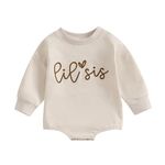 Koijhnb Baby Girl Sister Matching Outfits Long Sleeve Letter Printed Crewneck Sweatshirt Pullover T-Shirts Fall Winter Clothes(LS Beige,0-3M)