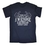 This is What an Awesome Grandad Looks Like (M - Oxford Navy) New Premium Loose FIT Baggy T-Shirt Slogan Funny Clothing Joke Novelty Vintage Retro t Men's Shirt Tee Tshirt Tshirts Shirts with Sayings