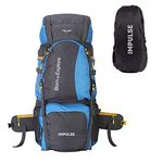Impulse 80 Litres Rucksack Bags Travel Bag For Men Tourist Bag For Travel Backpack For Hiking Trekking Bag For Men Camping Curve With 1 Year Warranty - Blue