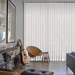 Yoolax Vertical Blinds Custom Light Filtering Vertical Solar Shades Window Track Slats Set for Patio Sliding Doors(90% Blackout Solar White)