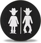 Western Bathroom Decor Funny Bathroom Door Signs,3D cowboy cowgirl Shiplap Signs,Farmhouse Decoration Plaque for Bathroom Wall Art,Modern Rustic Decor for Toilet Restroom Shelf