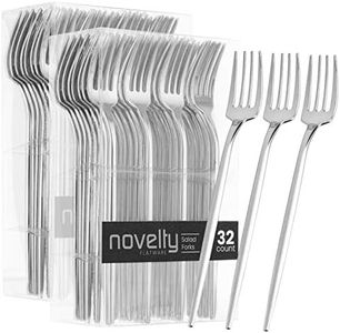 Novelty Modern Flatware, Cutlery, Disposable Plastic Salad forks Luxury Silver 64 Count