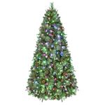 SHareconn 6ft Prelit Artificial Hinged Christmas Pine Tree with Remote Control, Upgraded Version with Pre-Lit 340 Led Color Changing RGB Lights, Pine Cones, Perfect Choice for Xmas Decoration, 6 FT