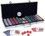 Frolic 500 Piece Premium Poker Chip Set, 2 Deck of Cards, 5 Dice in Lockable Aluminium Hard Case Poker Set (Multicolour)