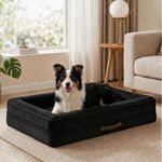 Renvix Large Orthopedic Dog Bed, Waterproof Dog Sofa Bed with Removable Washable Cover, Soft Egg Foam Pet Bed, Non-Slip Bottom and Four-Sided Bolster Cushion（Black, 91x61x18cm）