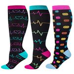 Wide Calf Compression Socks for Women & Men Extra Large Size Support Socks for Nurses Running Pregnant Travel, 15-20 mmHg