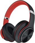 DOQAUS Wireless Headphones, [90 Hrs Playtime] Bluetooth Headphones with 3 EQ Modes, Hi-Fi Stereo Over Ear Headphones with Microphone and Comfortable Earpads for iPhone/PC/Travel/Office (Black-Red)