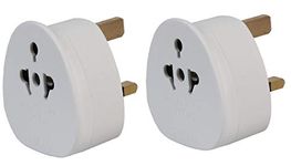 EUROPEAN TO UK TRAVEL ADAPTER, 2 TO 3 PIN TRAVEL PLUG/ADOPTER 3 PIN ADAPTOR PACK OF 2