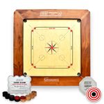 Sportz Saga Siscaa Jumbo Sureslam Carrom Board - Full Size 39 Inch - Premium English Birch Ply 29x29 Inch - Includes Sure Slam Coin, Genius Striker, Top Cover, 30gm Powder