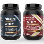 Fitspire Fit Super & Fit Super Pro Whey Protein | 100g Serving | 36g Protein | 35g Protein | 7.76g BCAA (Gourmet Coffee,Double Chocolate, 2x2 lbs)