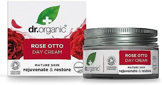 Dr Organic Rose Otto Day Cream, Moisturising, Wrinkles, Mens, Womens, Mature Skin, Natural, Vegan, Cruelty-Free, Paraben & SLS-Free, Plastic Free, Organic, 50ml, Packaging may vary